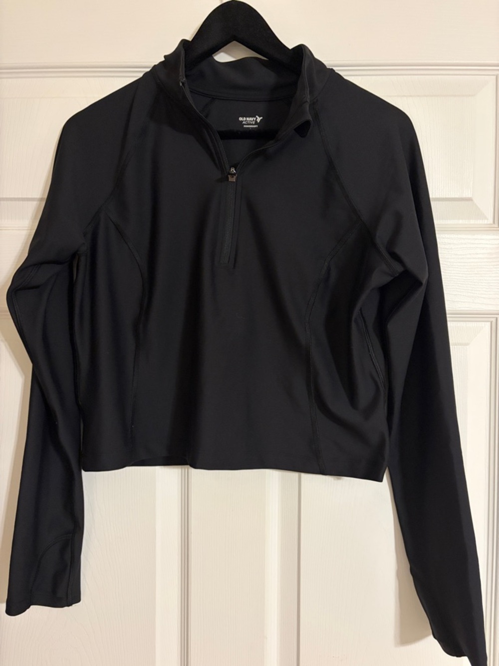 Old Navy Active PowerSoft Cropped Quarter-Zip Performance Top - Black - Large